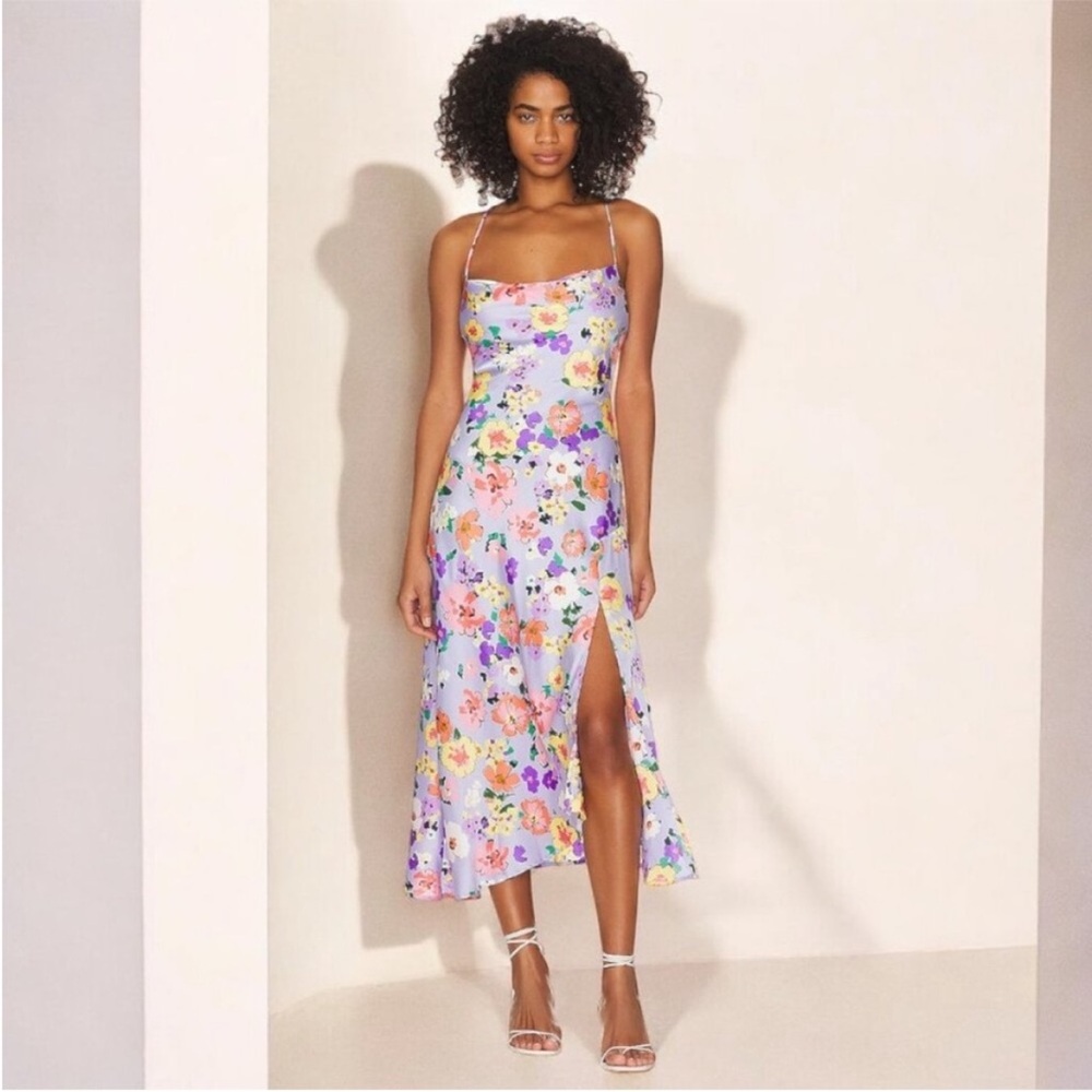 ASTR the Label Gaia Dress in Periwinkle Floral